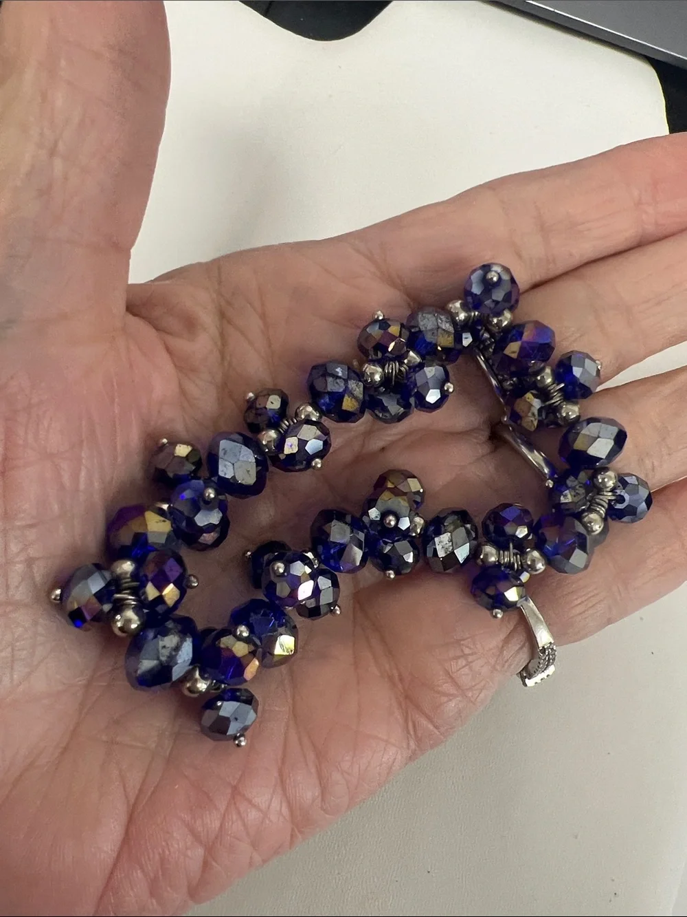 Elegant Faceted Bead Stretch Bracelet - Purple